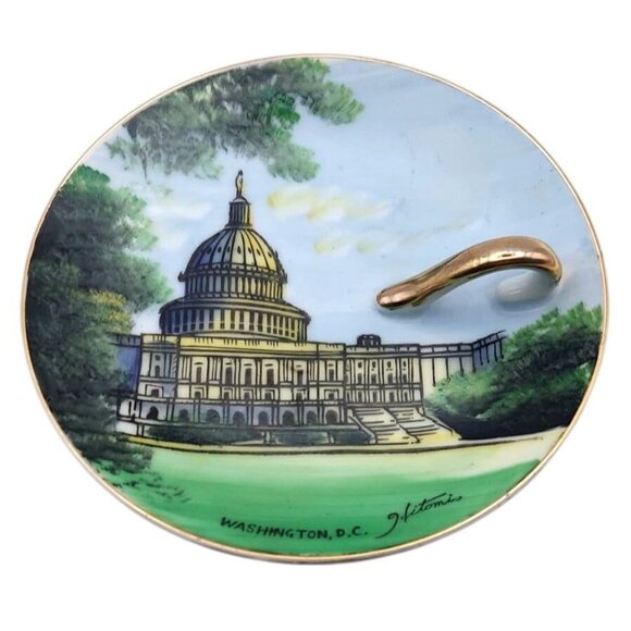 Hitomi Other - Vintage Hand Painted Washington DC Capital Building Souvenir Plate w/ Handle